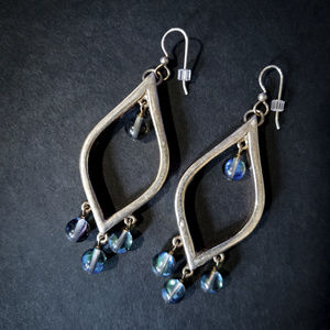 Simon Sebbag SSD silver drop earrings w blue beads
